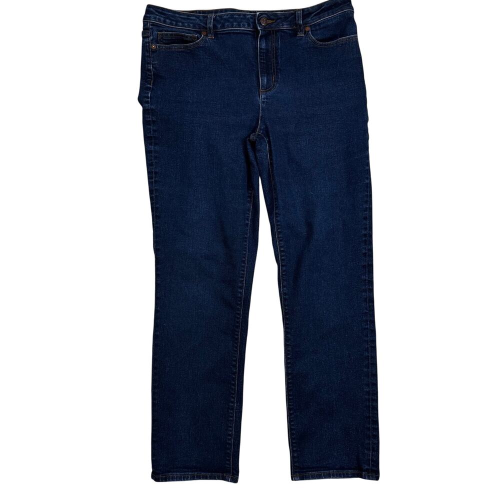 Lands' End Women's Recover Mid Rise Straight Leg Blue Jeans Size 16 or 34x28.5
